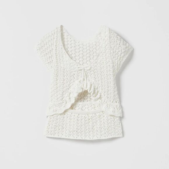 Zara kids ruffle cut out knit top - Picture 4 of 7